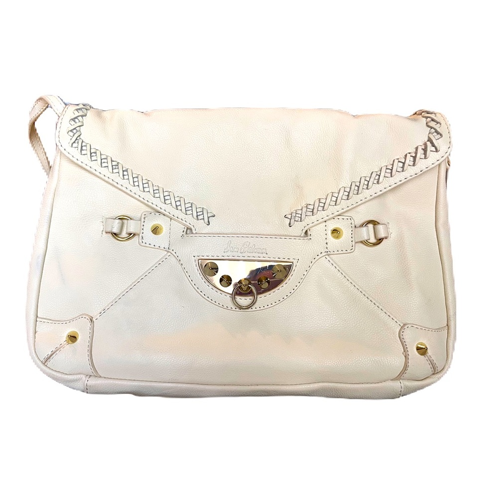 Sam Edelman White Leather Crossbody Purse with silver hardware